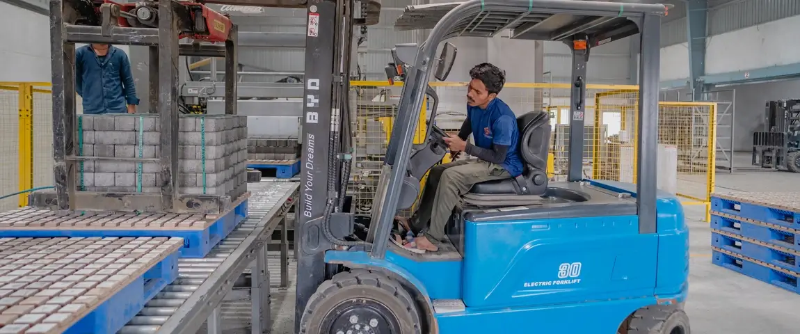 Forklift in Paver Construction